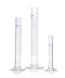 DURAN® Measuring cylinder, hexagonal base, class, A, batch certificate, blue graduation, main points ring graduation, 500 ml