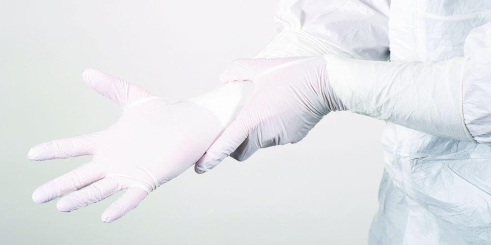 BioClean Cleanroom Gloves N-PLUS, size 7.5 Nitrile, sterile, hand specific 400 mm, ISO Class 4, pack of 20x10 pairs