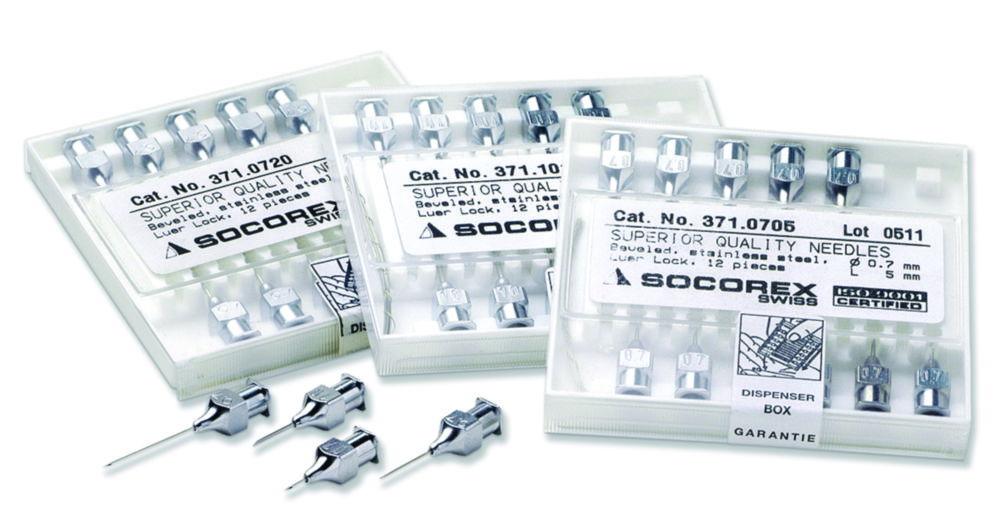 SOCOREX High Quality Needles 0.7x6 mm 22G x 2/8", Luer Lock, Stainless Steel, Sharpened, Autoclavable, Pack of 12