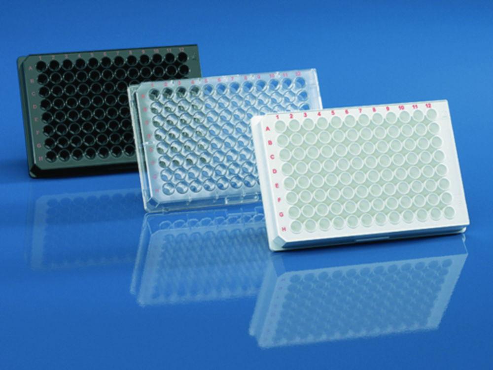BRANDplates 96-Well CellGrade™ Plus PS Black F-Bottom Microplate with Transparent Bottom and Lid (Sterile, Pack of 5)

