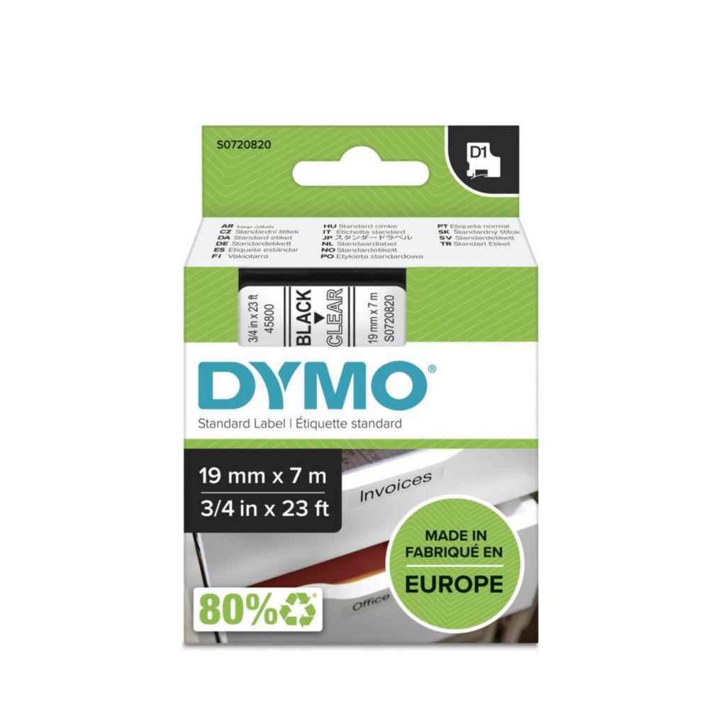 Dymo D1 Tape (19mm x 7m, Black on Clear)

