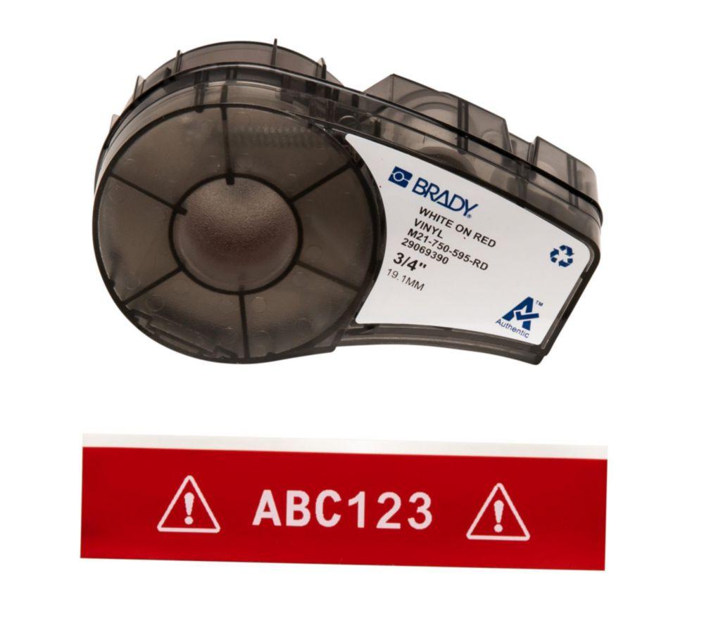 Brady Vinyl Tape M21-750-595-RD 19.05mmx6.4m, White on Red, Box à 6.4 m