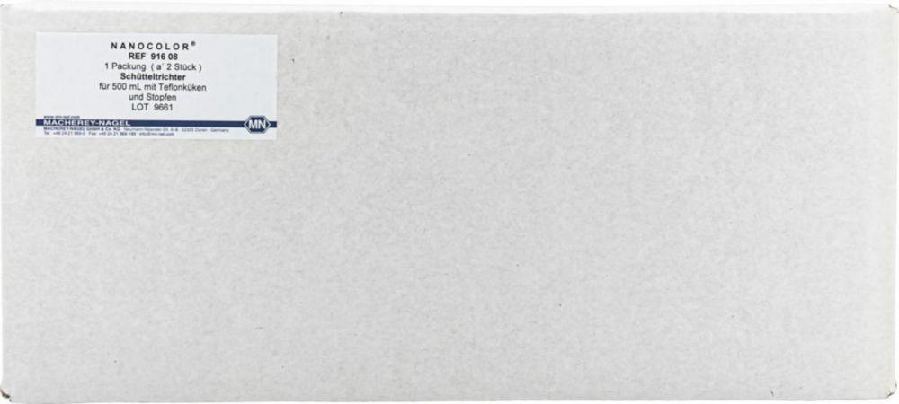 Macherey-Nagel Nanocolor Separation Funnel 500 ml with PTFE Tap and Glass Stopper, Pack of 2

