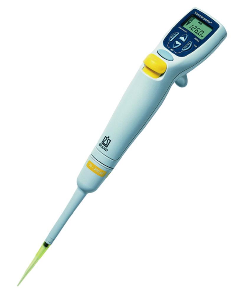 BRAND Transferpette Electronic Single-Channel Pipette (500–5000 µL) with AC Charger – USA/Japan Plug