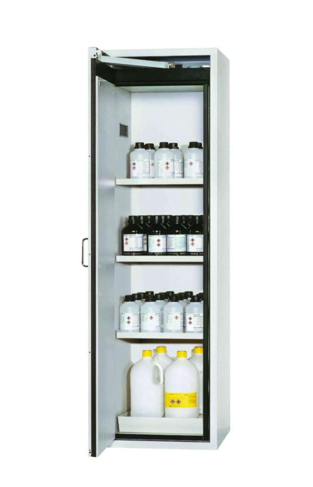 Asecos Safety Cabinet S-CLASSIC-90 WDASL 596 x 616 x 1968 mm (WxDxH), Swing Doors Grey RAL 7035, 3 Shelves, 1 Perforated