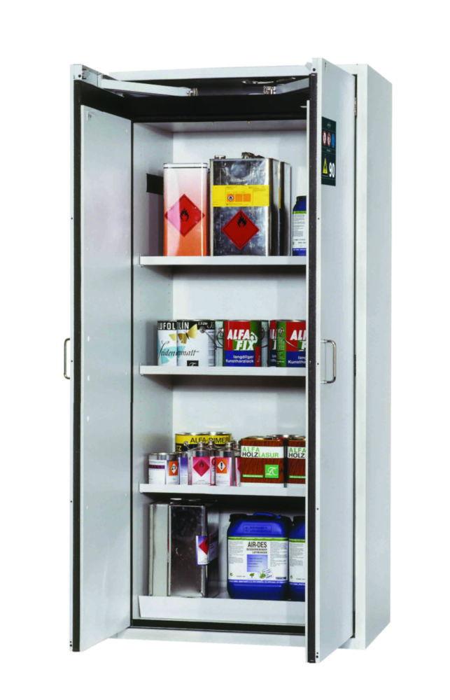 Asecos Safety Cabinet S-Classic-90 WDAS 896 x 616 x 1968 mm (WxDxH) RAL 7035, 3 Shelves, 1 Bottom Collecting Sump