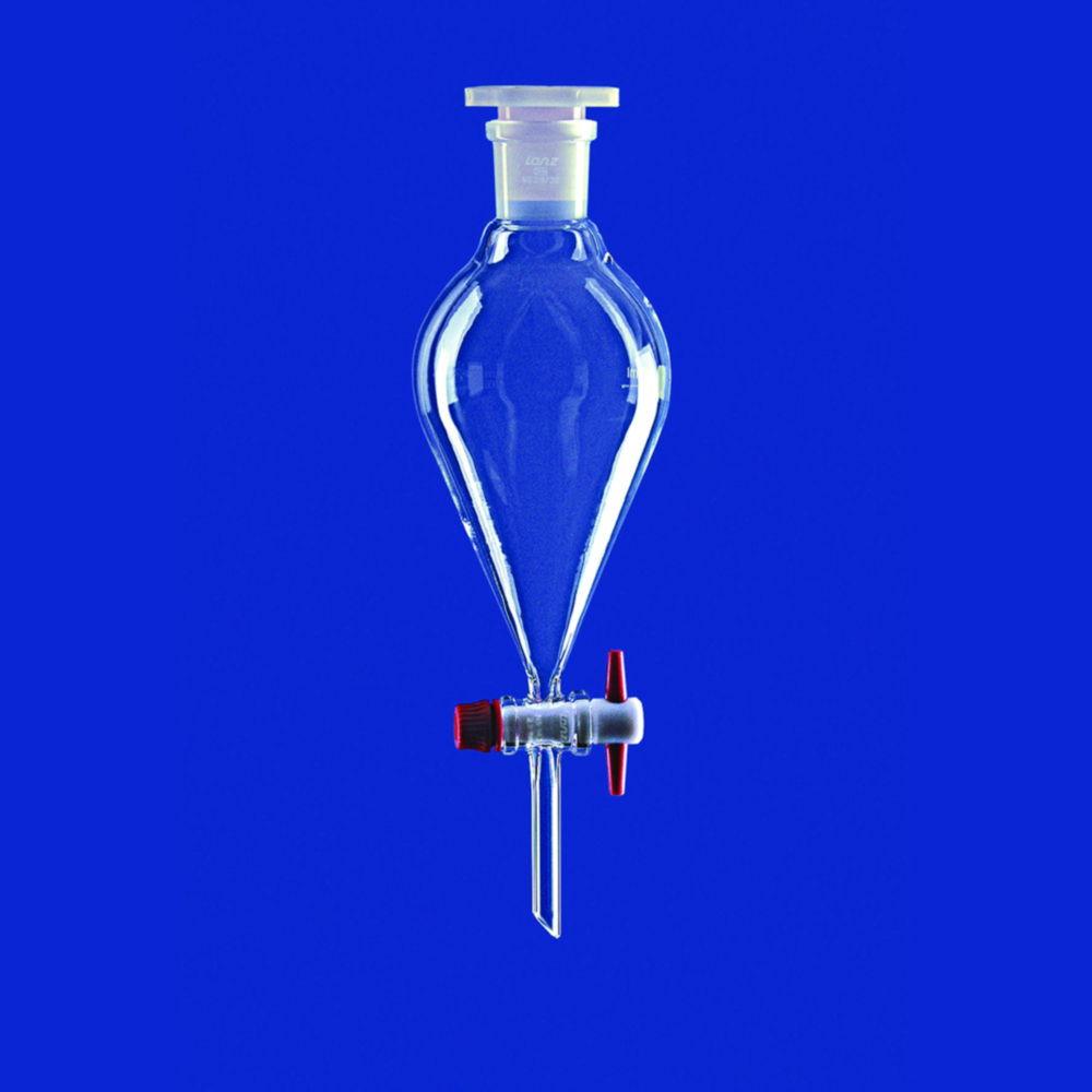 Lenz-Laborglas Separating Funnel 2000ml, NS 29/32, Borosilicate Glass 3.3, PTFE Plug, Conical, Ungraduated, with PE Stopper

