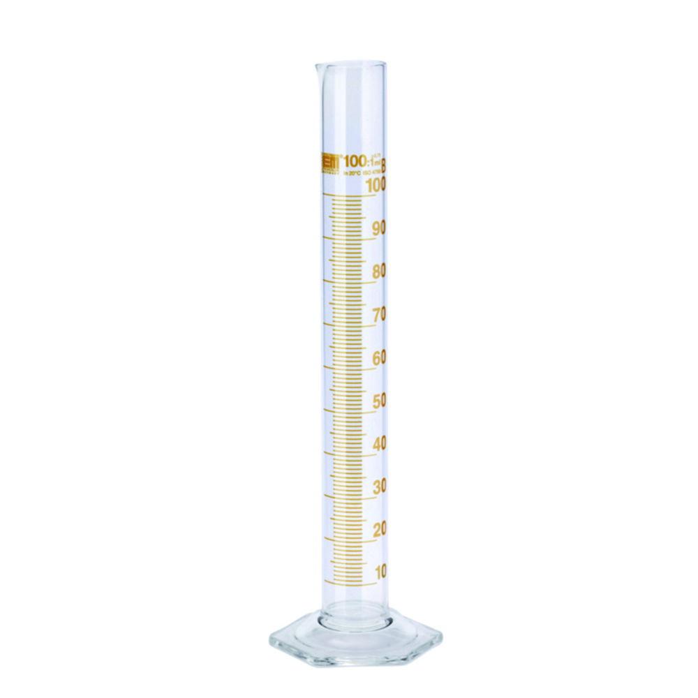Hirschmann Measuring Cylinder 2000 ml, Class B Tall Form, Short Line Graduation, Borosilicate Glass, Amber Graduated