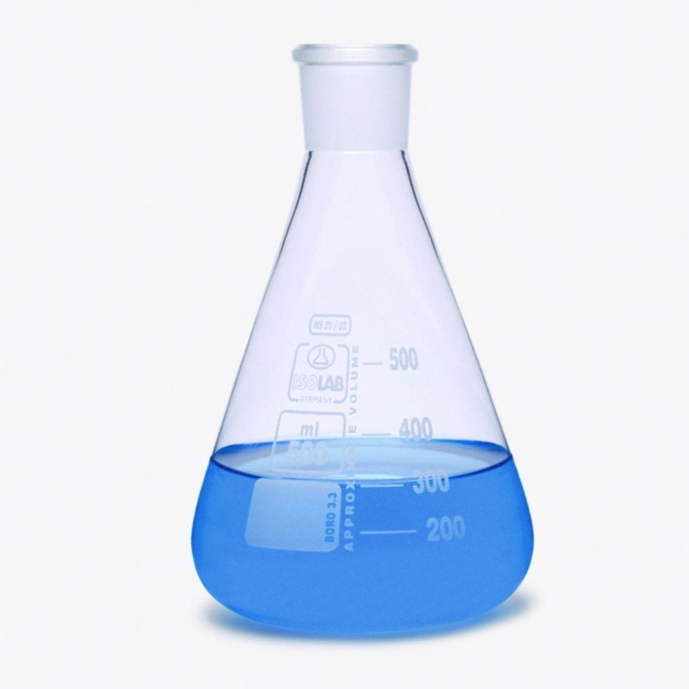 ISOLAB Erlenmeyer Flask 50 mL NS 19/26 Boro 3.3 White Graduated (without Stopper)