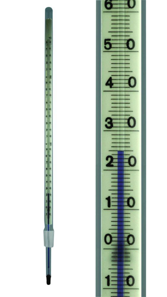 Amarell Thermometer (-10 to +250°C, 1°C Divisions, 100 mm Built-in Length, Red Filled, Ground Glass Joint NS 14.5/23)