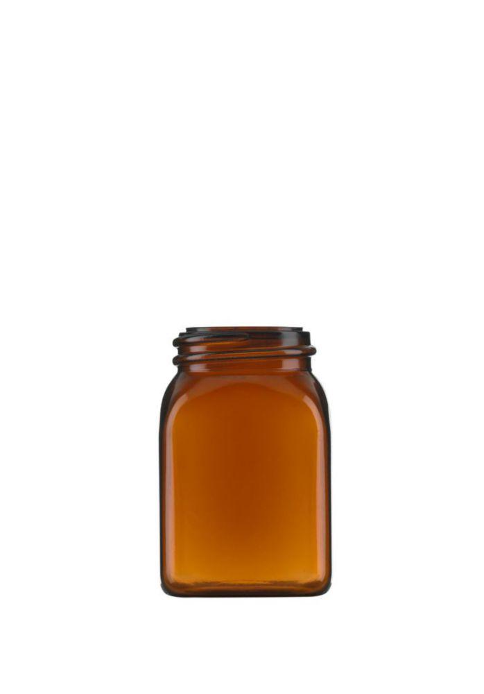 Kautex Square Wide Neck Container, 50 mL, Hard PVC, Amber Cap