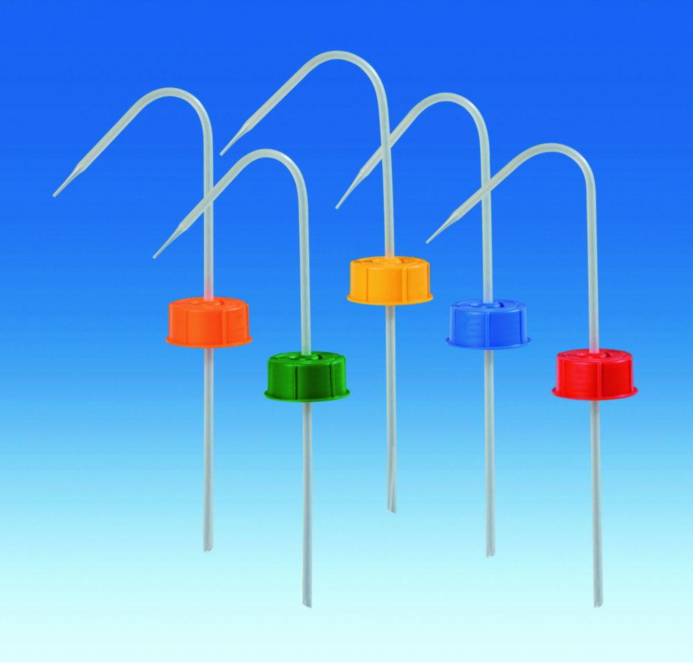 VITLAB Vent Cap Screw Connection with Squirt Pipe, PP, Green for Bottle 250 ml, GL 45

