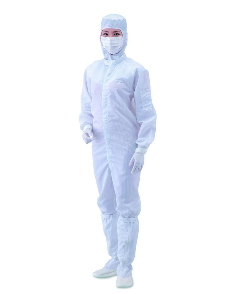As One ASPURE Overall for Cleanroom, Blue, Polyester, Front Zip, Size 2L