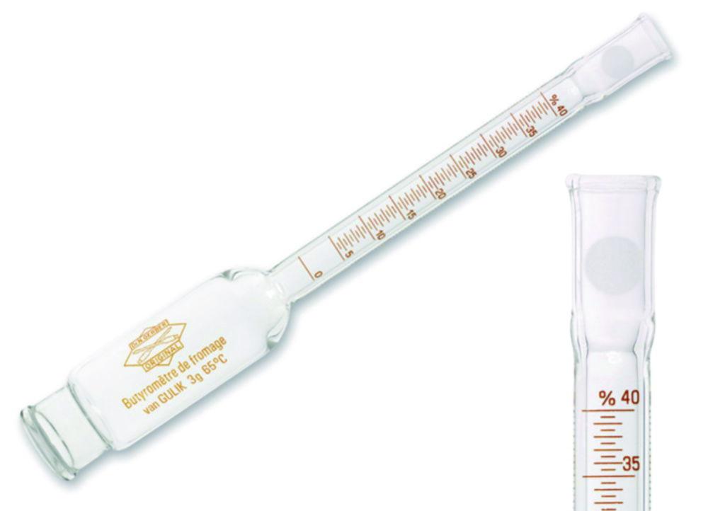 Gerber Cheese Butyrometer "van Gulik/DIN" 0-40%:0.5 with Stopper and Beaker

