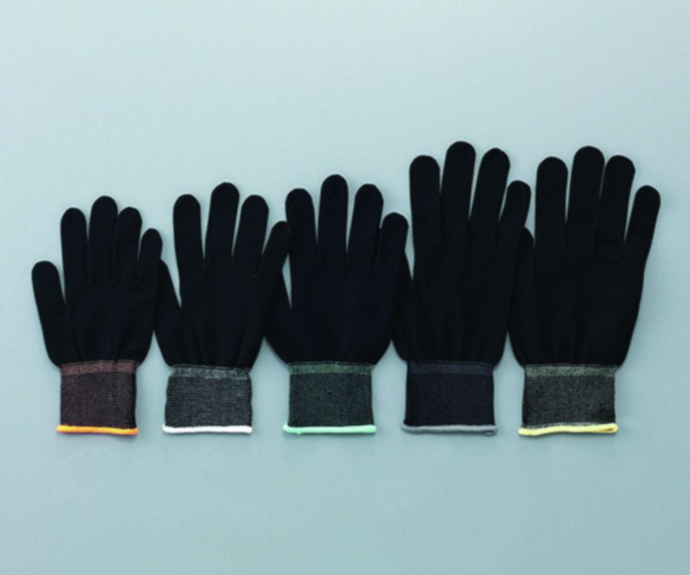 As One ASPURE Gloves, Polyester, Size L Black, PU-Coated Palm, Overlock Edge, Pack of 10 Pairs