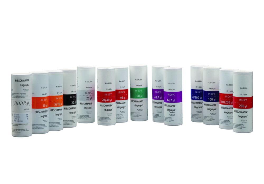 Hirschmann Laborgeräte Ringcaps Disposable Capillary Pipettes, Pack of 100, 200 µl, DURAN
