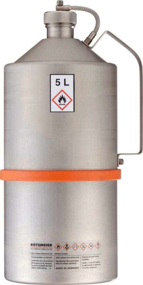 Safety transport container,can,st.steel,cap. 5 ltr