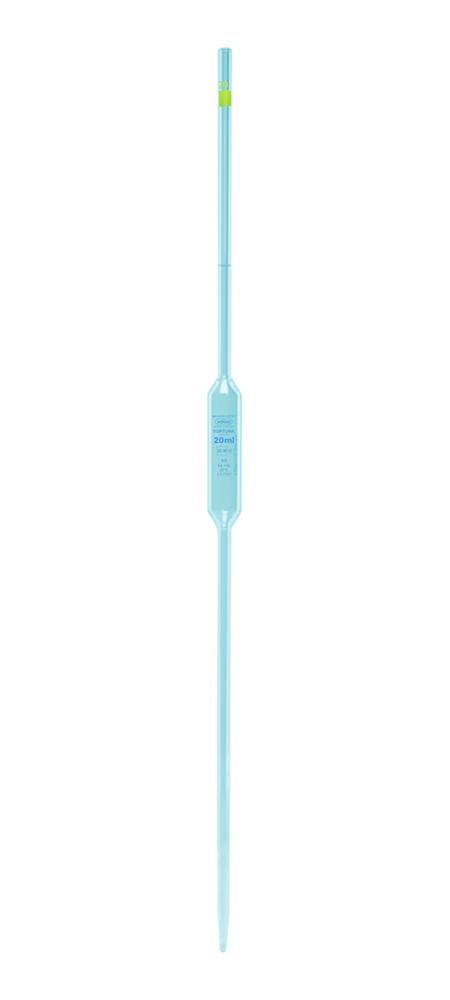 Poulten & Graf Bulp Pipette 50 mL 1 Mark CL. AS, KB, Clear Glass Blue Graduation