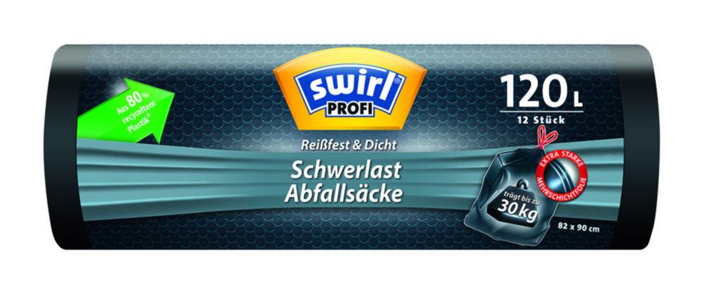 Heavy duty trash sacks Profi 75x95cm 120 L, w. beam tie pack of 8 rolls of 12 pcs.