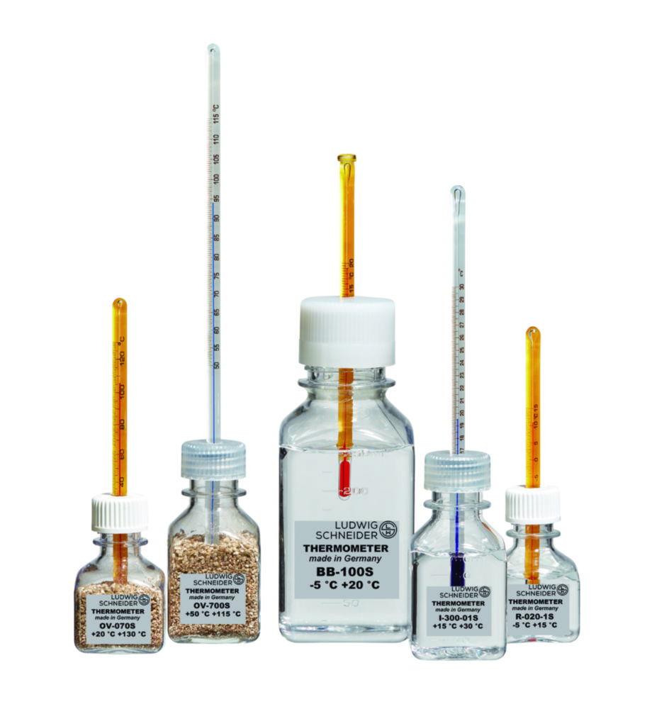 Ludwig Schneider Bottle Thermometer R-200-01S, -2...+10 °C, Blue Spirit Filling, for Refrigerators