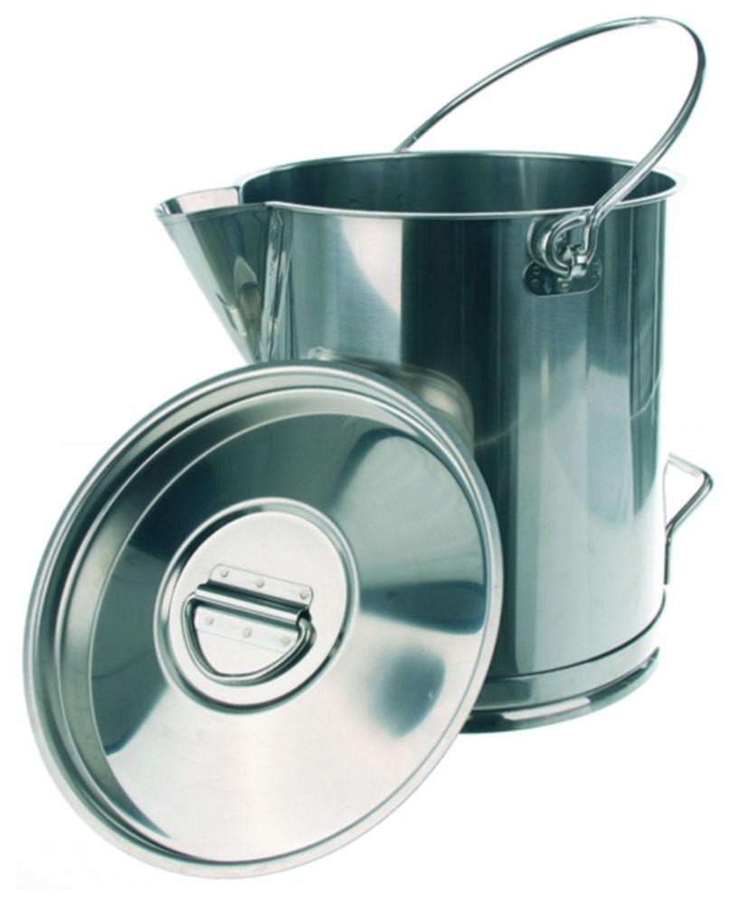 BOCHEM Measuring Can, 10 L, Graduated with Handle and Drain, 18/10 Steel