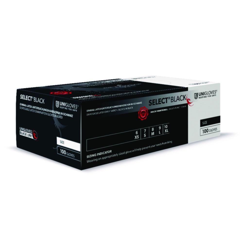 Unigloves Examining Gloves Size S (6-7), Select Black Latex, Non-Sterile, Powder-Free, Pack of 100

