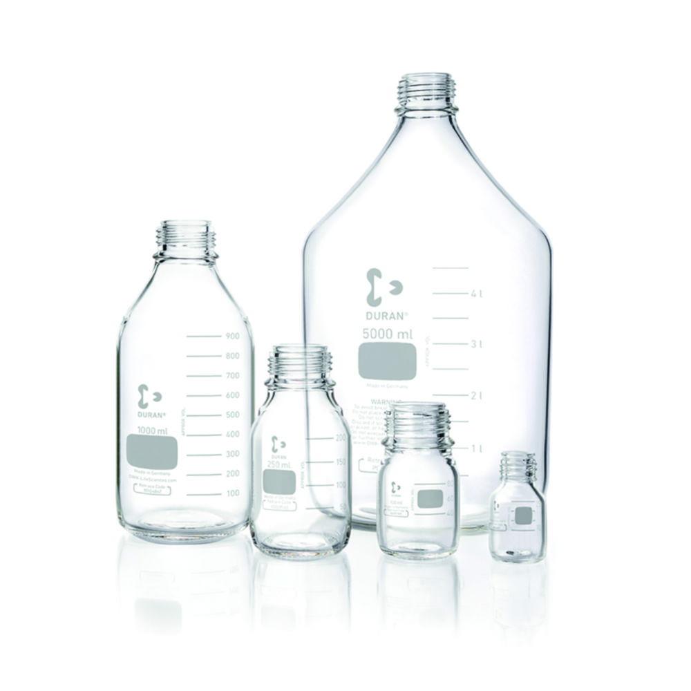 DWK Duran Laboratory Bottle, Clear, Graduated, GL 45, Without Cap and Pouring Ring, 15000 ml