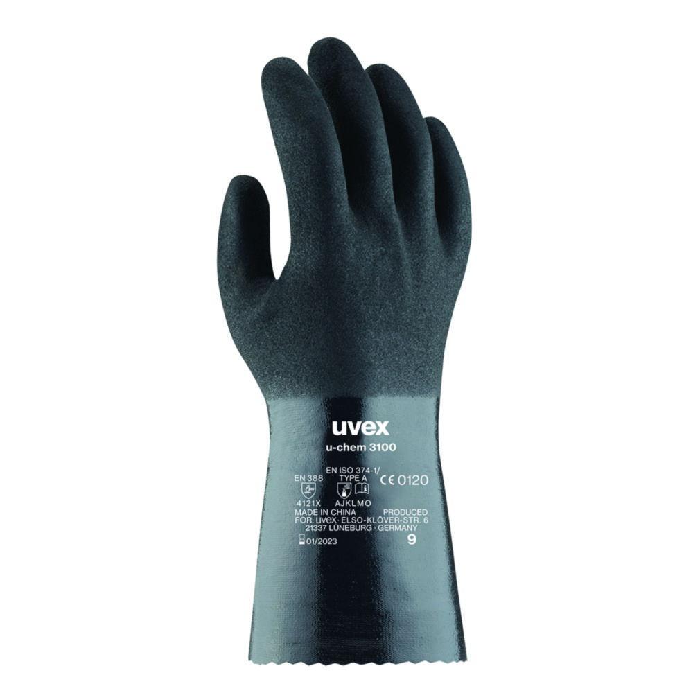 Uvex Protective Gloves U-Chem 3100 Black, 30 mm with Cuff, Size 10 Nitrile-Rubber, Pack of 1 Box á 10 Pairs

