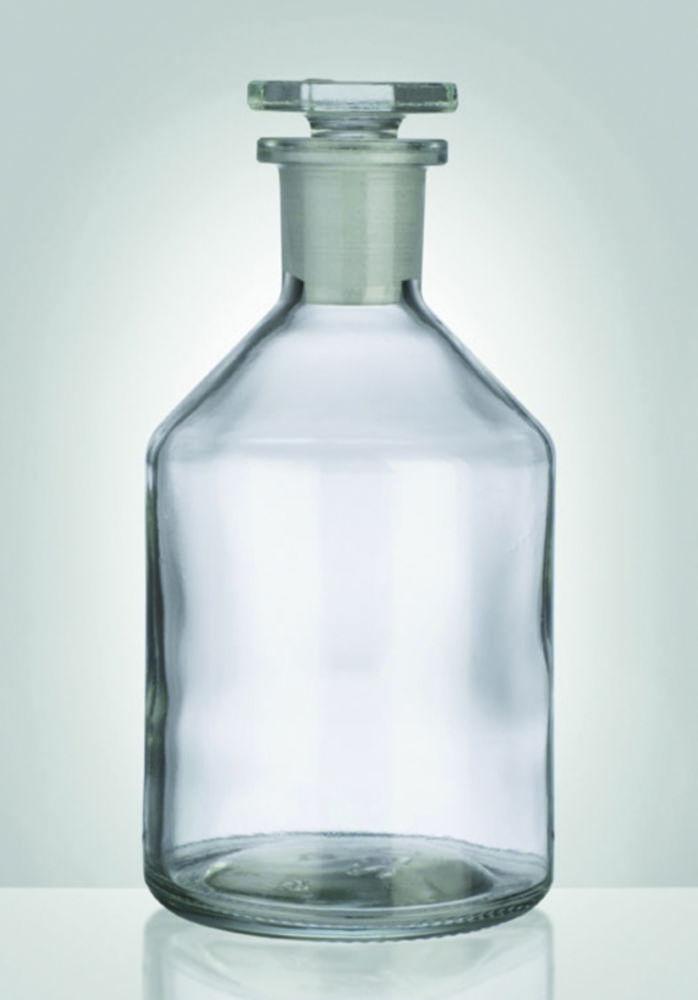 Bottle with sloping shoulder 50 ml narrow neck, clear glass, (d) 41 mm, (h) 77 mm, with ground-in flat glass stopper
