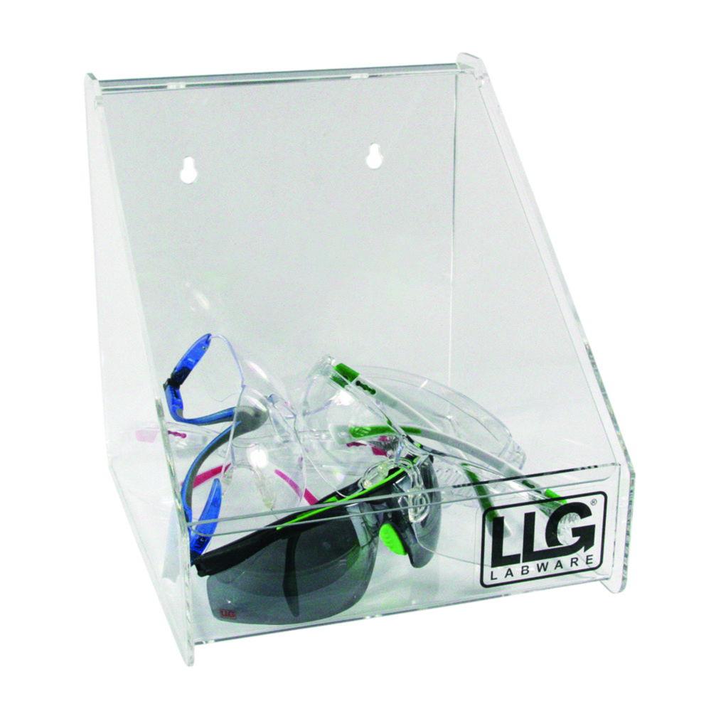 LLG Goggles Dispenser 216x216x200mm, with Flap Lid, Acrylic Glass, including Wall Mounting Material

