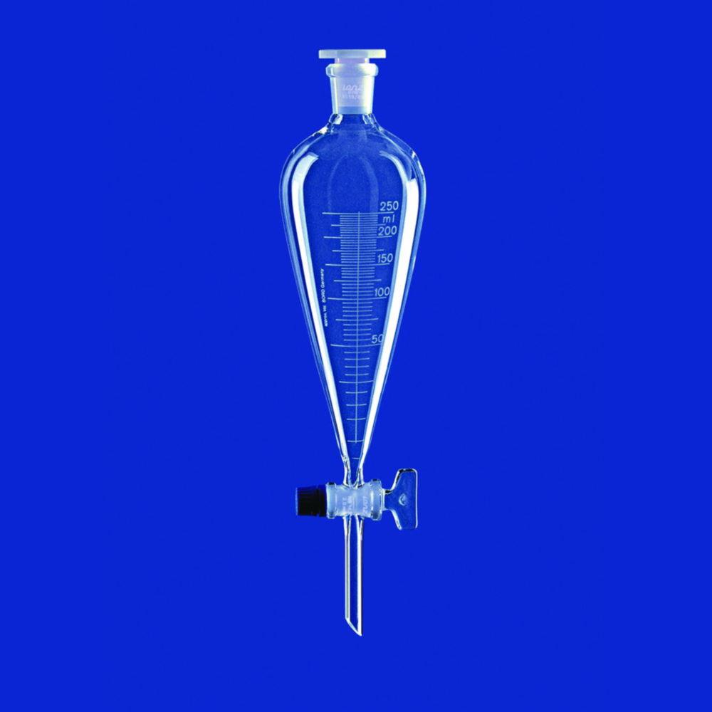 Lenz-Laborglas Separating Funnel 1000ml, Squibb, Glass Key, NS 29/32, PE-Stopper, Bore 6.0mm, Grad. 20ml, Borosilicate 3.3

