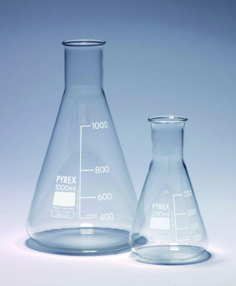 DWK Pyrex Erlenmeyer Flask 1000 mL, Narrow Neck, Pack of 10
