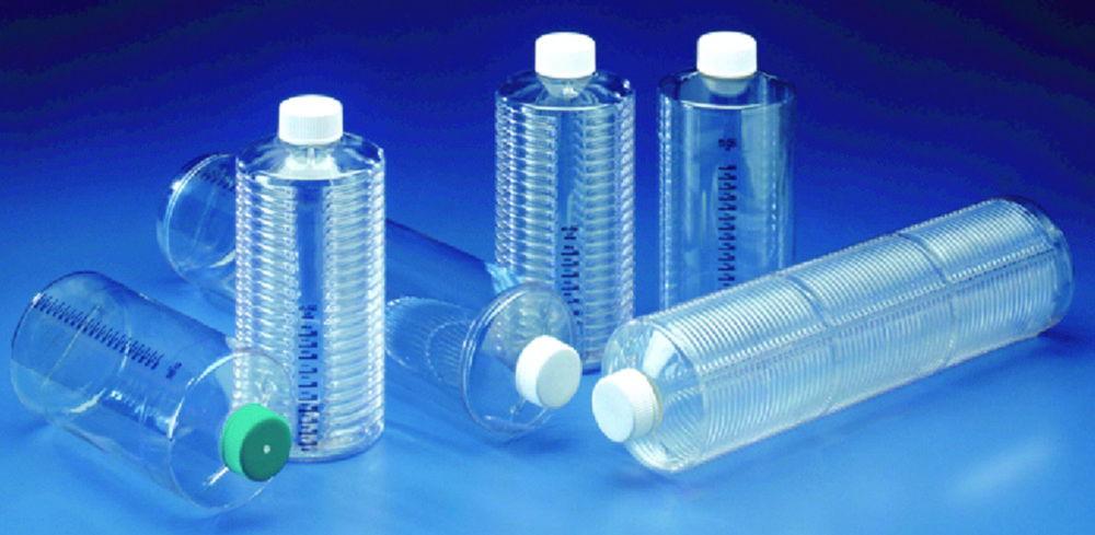 Thermo Nunc InVitro 2.5X 2100 cm² PETG Roller Bottles with Non-Vented Cap, Pleated Surface, Expanded Surface, Sterile, Pack of 20

