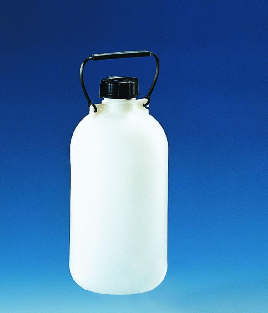 BRAND Storage Bottle 10 L PE-HD Narrow Neck with Screw Cap and Carrying Handle without Stopcock (Ø 210mm, H 420mm, Inner Neck Ø 54mm)

