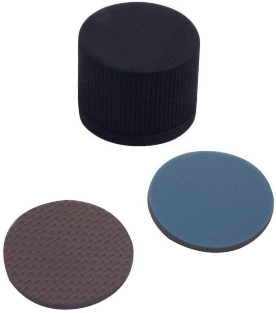 LLG Labware Screw Caps, 13 mm Closure, PP Black, Closed, Butyl Red/PTFE Grey, Pack of 100