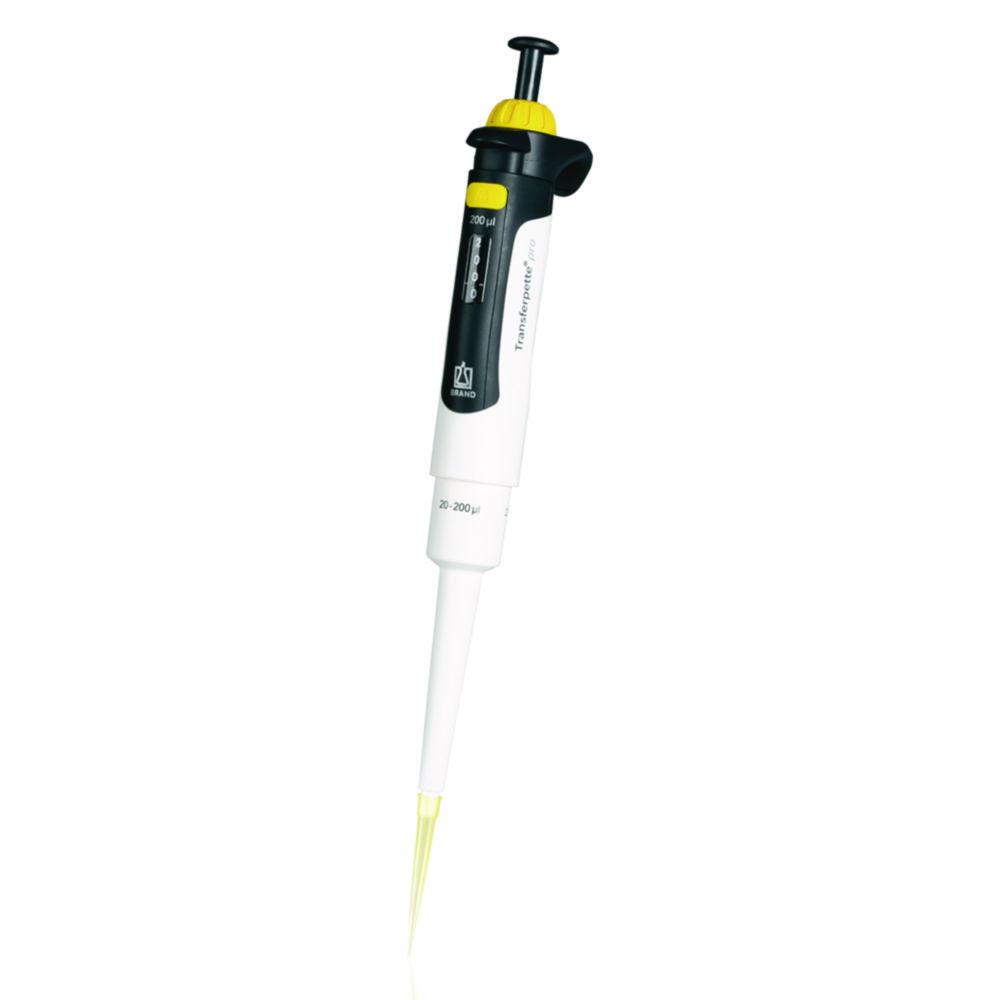 BRAND Transferpette® S Adjustable Pipette, 2–20 µL, Yellow, D-20, DE-M