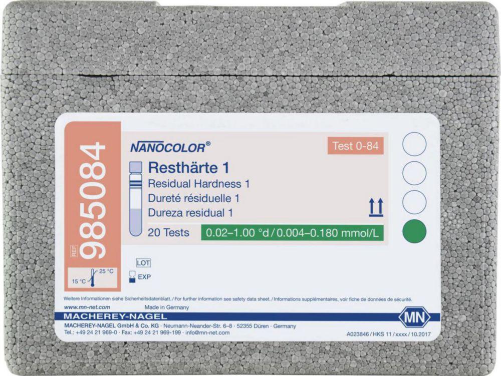 Macherey-Nagel Round Cuvette Test Resthardness 1 with Barcode, Pack of 20, Regulations

