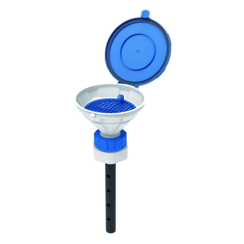 SCAT Funnel with lid "MARCO", V2.0, S65, PE-HD, with lance (220 mm) and removable sieve

