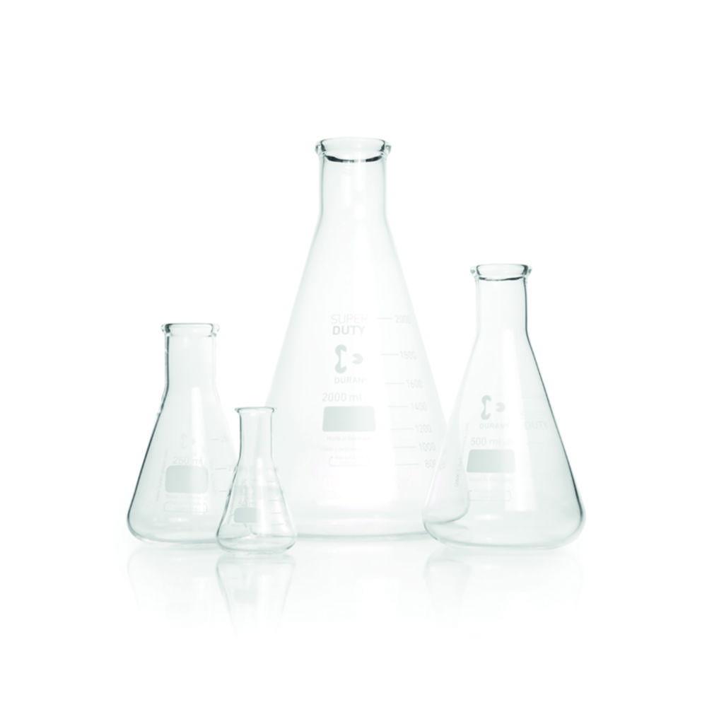 DWK Duran Super Duty Erlenmeyer Flask 5000 mL, Narrow Neck, Tooled Border, 220x365 mm​