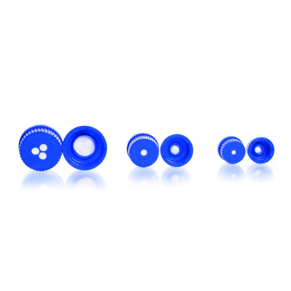 DWK Duran Membrane Screw Caps GL 25, PP/PTFE Blue, for Laboratory Glass Bottles, Pore Size 0.2 µm, Pack of 5