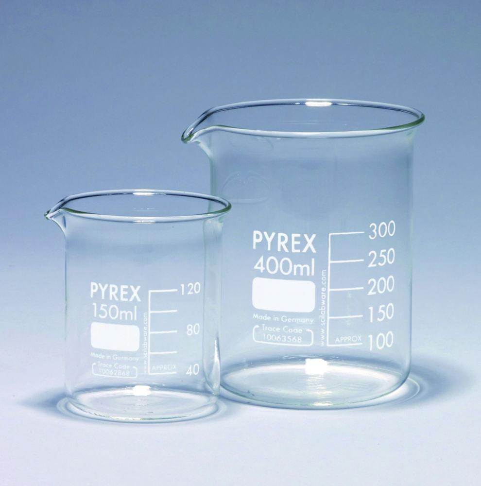 DWK PYREX 2000 mL Low Form Borosilicate Glass Beaker, Graduated, Pack of 10