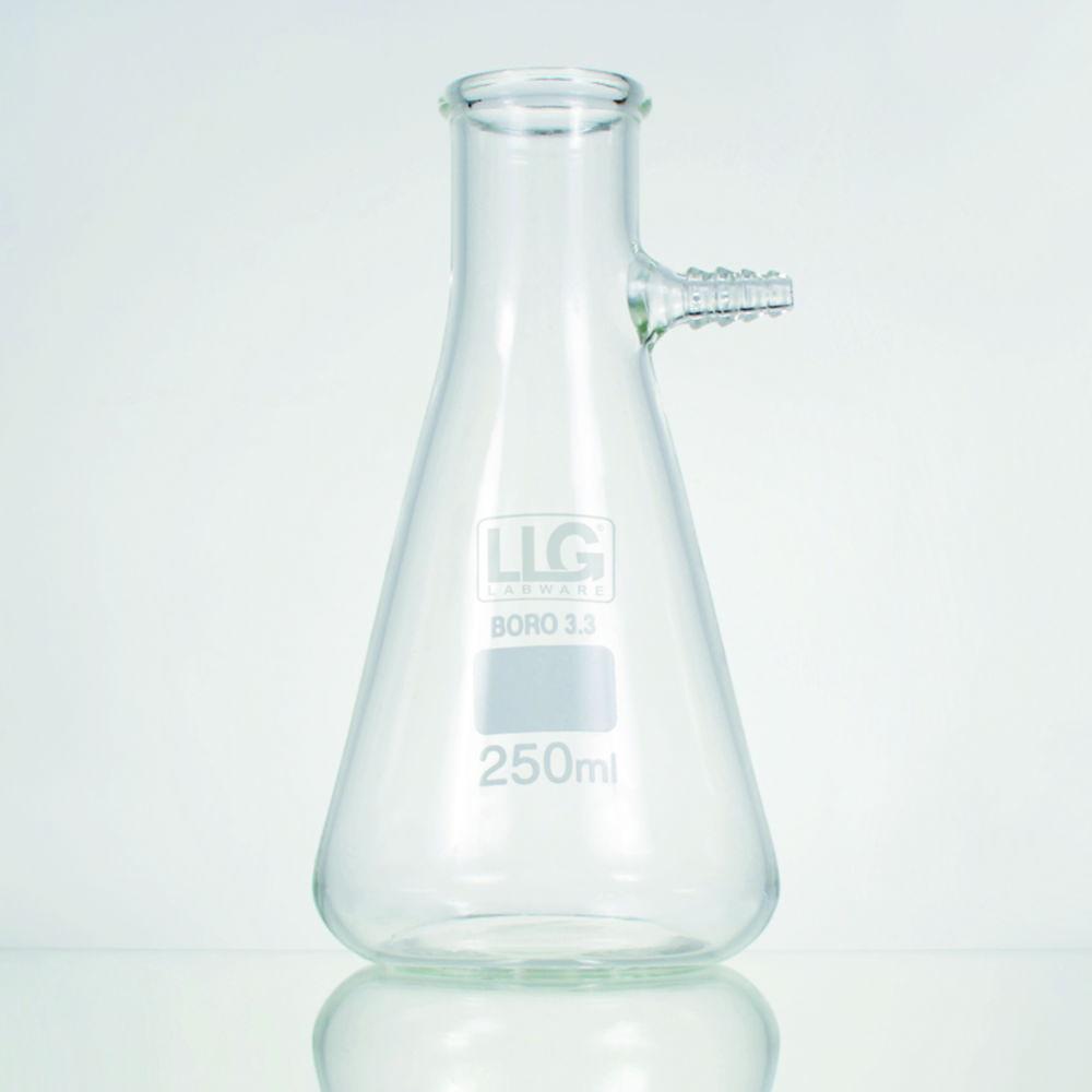 LLG Filter Flask 2000 mL with Glass Nozzle, Erlenmeyer-Shaped, Boro 3.3
