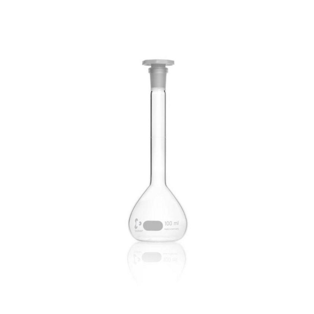 DWK Duran Volumetric Flask 100 mL with One Graduation Mark, Polyethylene Stopper, NS 14/23

