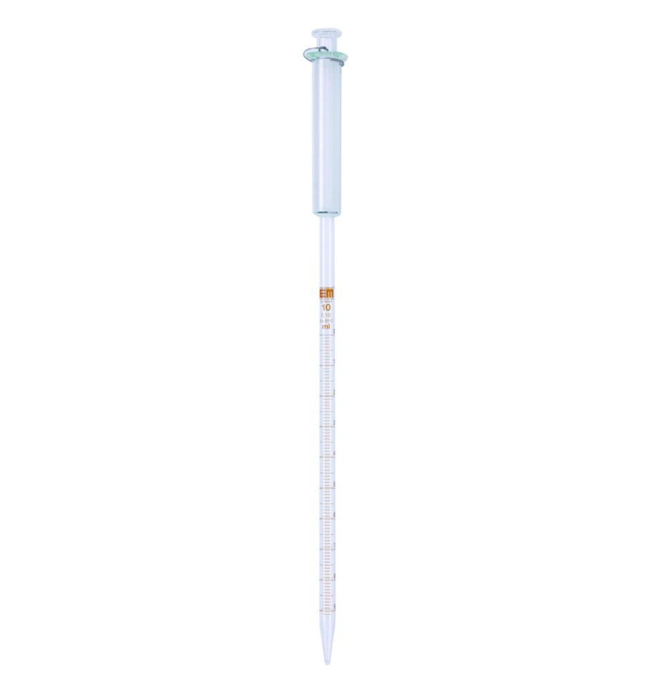Hirschmann Graduated Pipette 20:0.1 ml AR-Glass, Amber Graduated, with Piston, Graduated to Tip