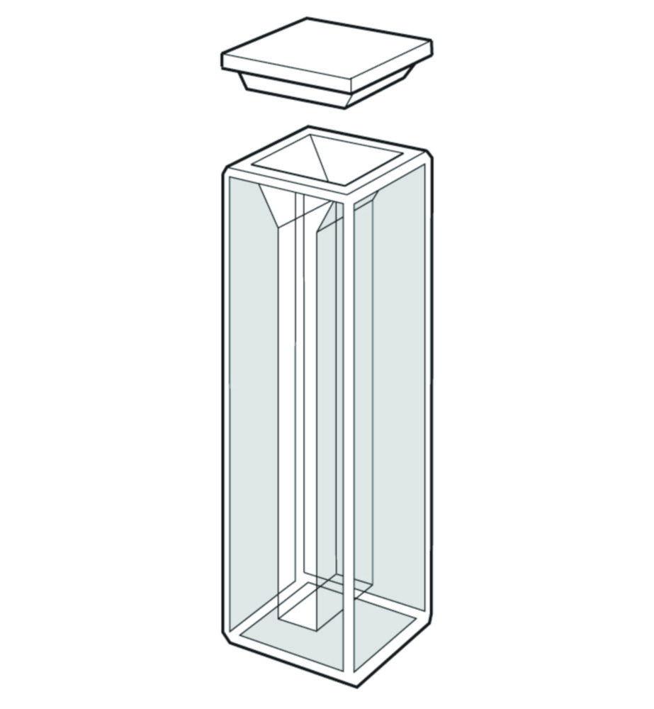 Semi Micro Küvette Type 9,10mm optical path length quartz glass, 1,4 ml, non sealing PTFE-cover