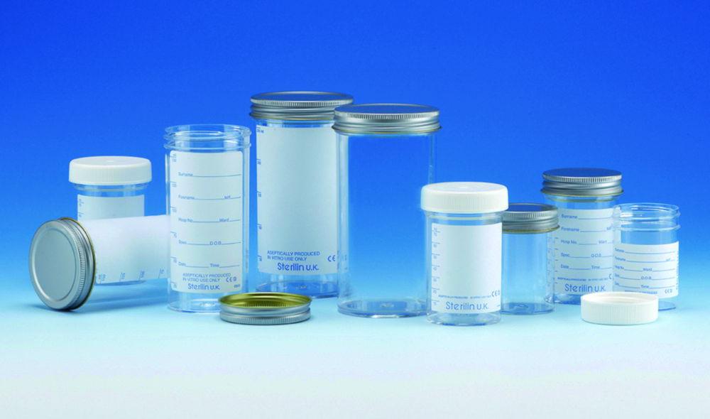 Sterilin Sample Container 60 ml, PS, Plastic Cap, without Label, Sterile, for In-Vitro Use, Pack of 300