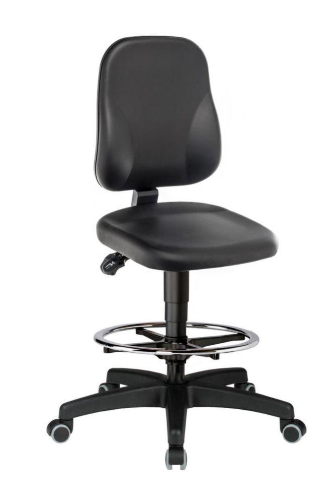 LLG Lab Chair Foot Ring Artificial Leather Black Stop-and-Go Castors, Seat Height 620-890mm