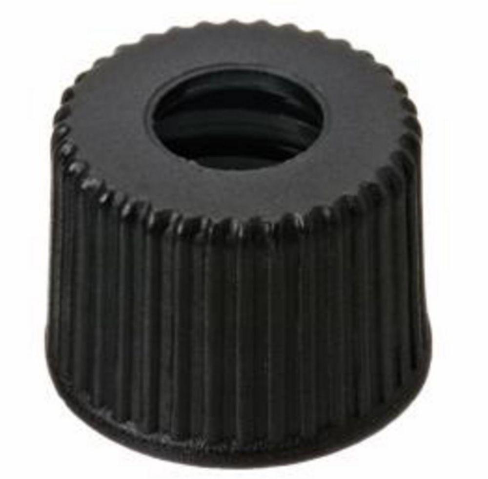 LLG Screw Caps N 8, Black Polypropylene, Center Hole, Pack of 100