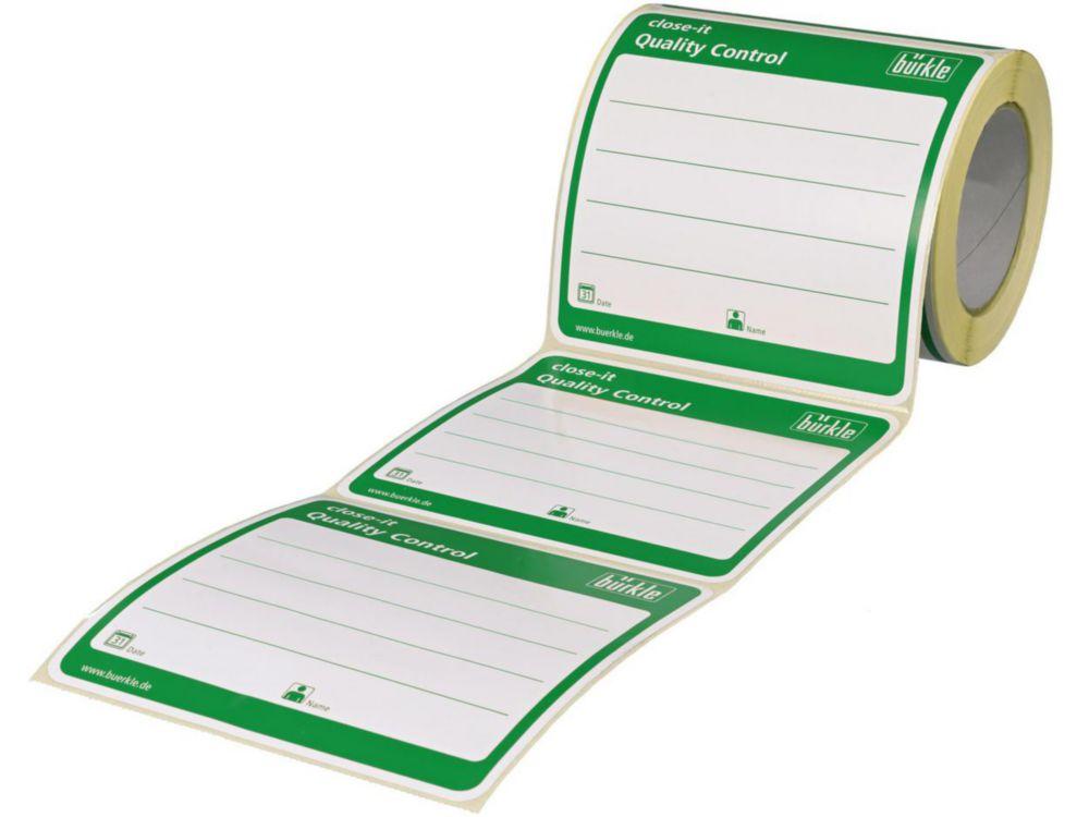 Bürkle Control Seals, Green, Maxi 150x150mm Pack of 250, Printed