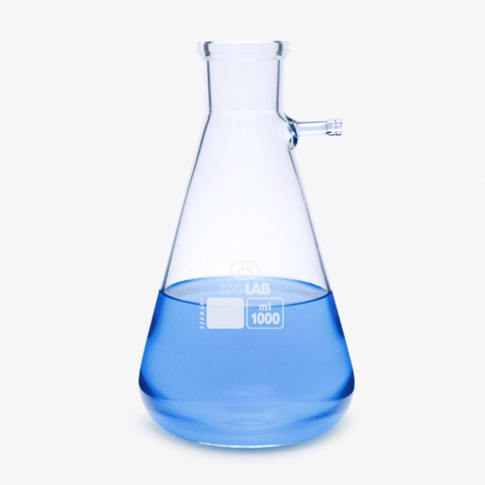 ISOLAB Filter Flask, 250 mL, with Bilateral Glass Connection, Borosilicate Glass 3.3, ISO 6556, DIN 12476